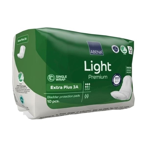 MON1218259CS - Abena - Bladder Control Pad Abena Premium Light Extra Plus 4.3 X 12.9 Inch Moderate Absorbency Fluff / Polymer Core Size 3A, 200 EA/CS