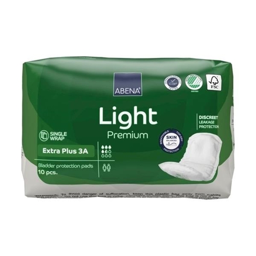 MON1218259CS - Abena - Bladder Control Pad Abena Premium Light Extra Plus 4.3 X 12.9 Inch Moderate Absorbency Fluff / Polymer Core Size 3A, 200 EA/CS