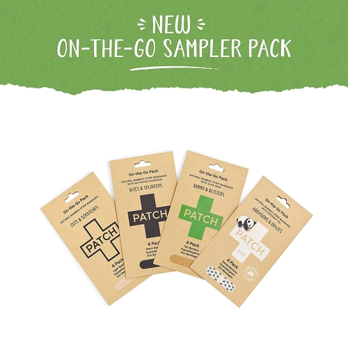 MON1219454CS - Nutricare - Adhesive Strip Patch On The Go Sample Pack 3/4 X 3 Inch Bamboo / Activated Charcoal / Coconut Oil / Aloe Vera Rectangle Tan Sterile, 16 EA/OK, 100 PK/CS