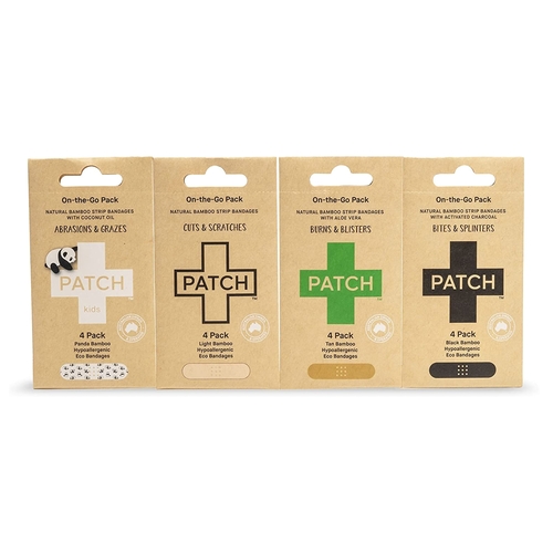 MON1219454CS - Nutricare - Adhesive Strip Patch On The Go Sample Pack 3/4 X 3 Inch Bamboo / Activated Charcoal / Coconut Oil / Aloe Vera Rectangle Tan Sterile, 16 EA/OK, 100 PK/CS