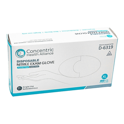 MON1221127BX - Concentric Health Alliance - Exam Glove Concentric X-Large NonSterile Nitrile Standard Cuff Length Blue Not Rated, 1 EA/BX
