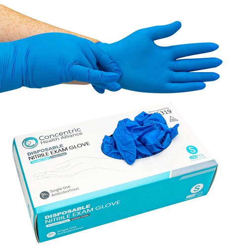 MON1221132BX - Concentric Health Alliance - Exam Glove Concentric Small NonSterile Nitrile Standard Cuff Length Blue Not Rated, 1 EA/BX