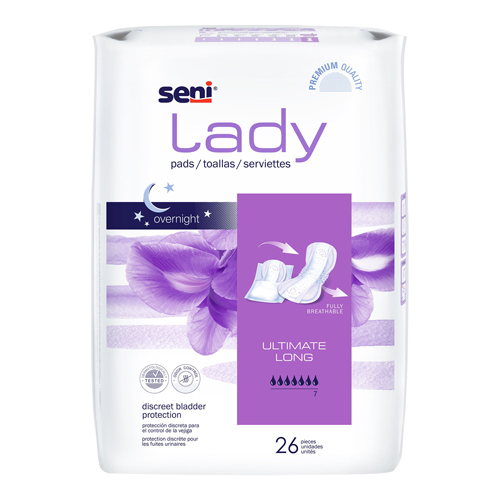 MON1222539PK - TZMO - TZMO Bladder Control Pad Seni Lady Ultimate 16-1/2 Inch Length Heavy Absorbency Super Absorbent Core One Size Fits Most, 26 per Pack