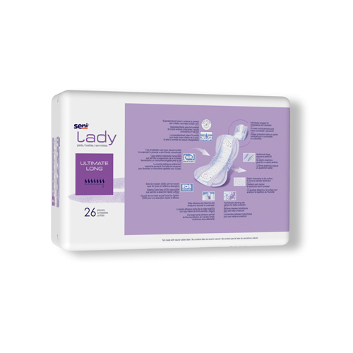 MON1222539PK - TZMO - TZMO Bladder Control Pad Seni Lady Ultimate 16-1/2 Inch Length Heavy Absorbency Super Absorbent Core One Size Fits Most, 26 per Pack