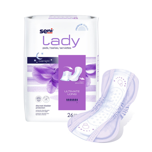 MON1222539PK - TZMO - TZMO Bladder Control Pad Seni Lady Ultimate 16-1/2 Inch Length Heavy Absorbency Super Absorbent Core One Size Fits Most, 26 per Pack