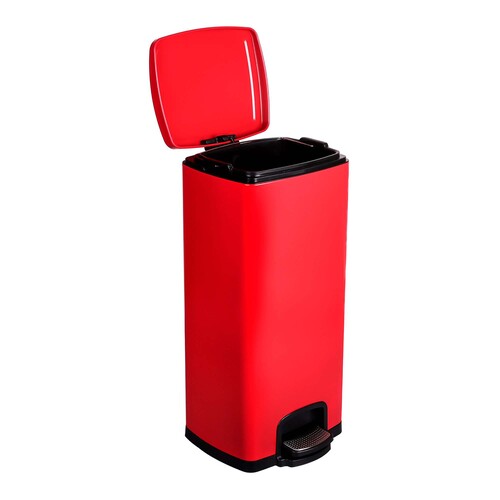 MON1223682CS - McKesson - McKesson Trash Can 32 Quart / 8 gal. Red Metal Square