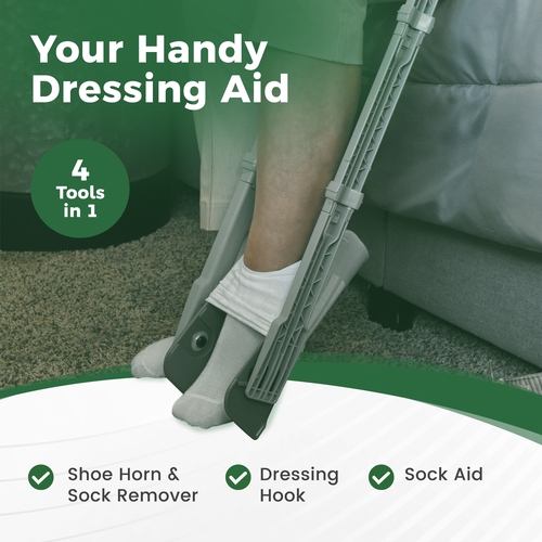 MON1228764CS - Easy To Use Products LLC - Easy To Use Products LLC Reach Right Tool - Sock Aid, Shoe Horn/Remover, Dressing Hook, 34" Length, (8/CS)