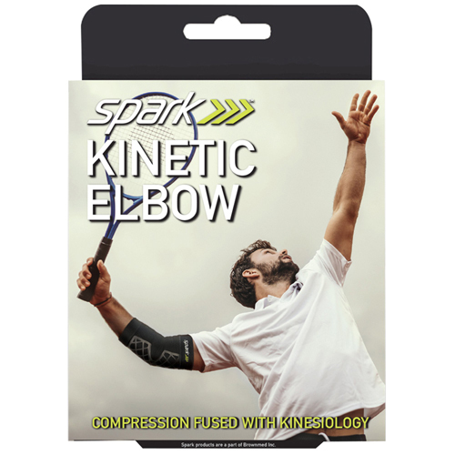 MON1228920EA - Brown Medical - Elbow Support Spark Kinetic Large Pull-On Sleeve Left or Right Elbow 12-1/2 to 15 Inch Elbow Circumference Black, 1 Each