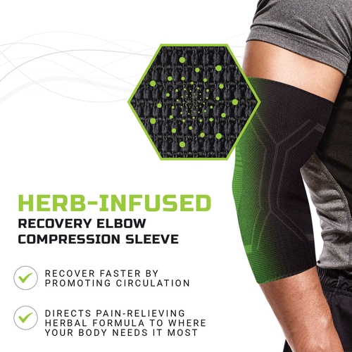 MON1230634EA - Green Drop - Green Drop Elbow Support Small / Medium Pull-On Sleeve Left or Right, Elbow 8 to 12 Inch Elbow Circumference, Black, 1/EA