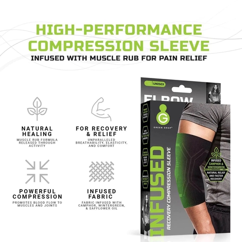 MON1230635EA - Green Drop - Green Drop Compression Elbow Sleeve, Black, Large/XL, 1/EA