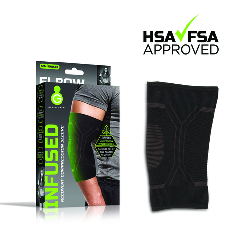 MON1230635CS - Green Drop - Green Drop Elbow Support Green Drop Large / X-Large Pull-On Sleeve Left or Right Elbow 12 to 16 Inch Elbow Circumference Black