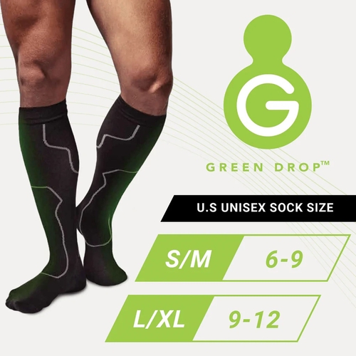 MON1230637PR - Green Drop - Green Drop Compression Knee High Sock, Black, Large/XL, 1/PR