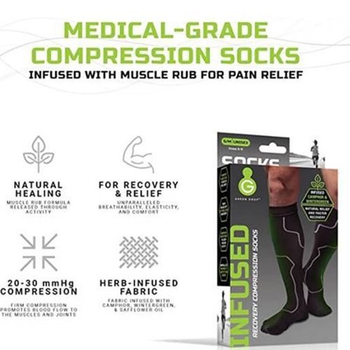 MON1230637PR - Green Drop - Green Drop Compression Knee High Sock, Black, Large/XL, 1/PR