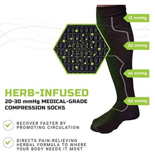 MON1230637PR - Green Drop - Green Drop Compression Knee High Sock, Black, Large/XL, 1/PR