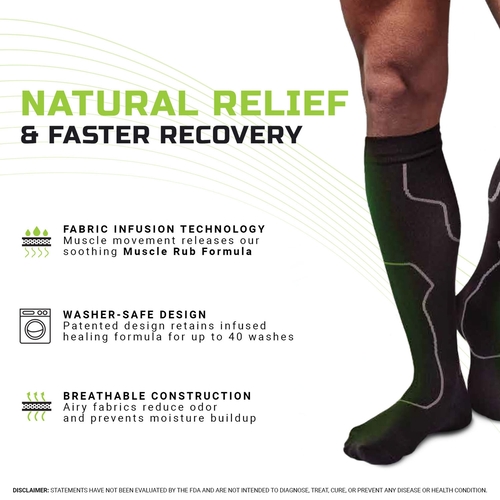 MON1230637PR - Green Drop - Green Drop Compression Knee High Sock, Black, Large/XL, 1/PR