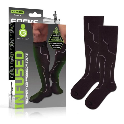 MON1230640CS - Green Drop - Green Drop Compression Socks Green Drop Knee High Small / Medium Black Closed Toe