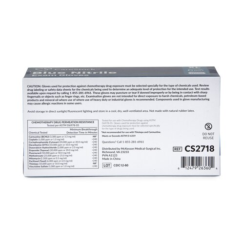 MON1230899CS - CareStock - CareStock Nitrile Standard Cuff Length Textured Fingertips, XL, NonSterile, Blue, Chemo Tested, 1800/CS
