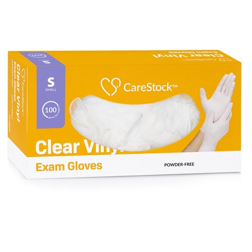 MON1230907CS - CareStock - CareStock Exam Glove, NonSterile, Vinyl, Standard Cuff Length, Smooth, Clear, Not Rated, Small, 1000/CS