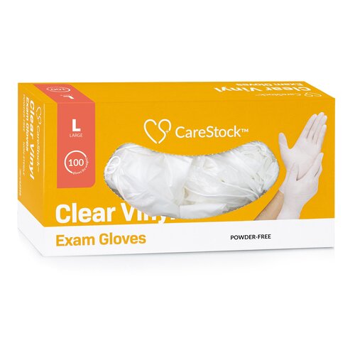 MON1230909CS - CareStock - CareStock Exam Glove, NonSterile, Vinyl, Standard Cuff Length, Smooth, Clear, Not Rated, Large, 1000/CS