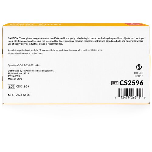 MON1230909CS - CareStock - CareStock Exam Glove, NonSterile, Vinyl, Standard Cuff Length, Smooth, Clear, Not Rated, Large, 1000/CS