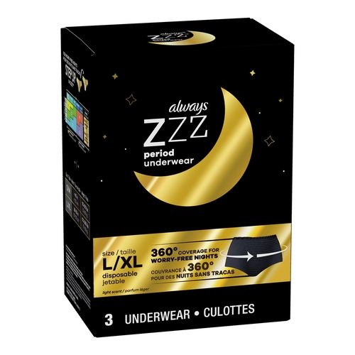 Always ZZZ Period Underwear Always® ZZZ Overnight Heavy Absorbency -  Procter & Gamble 03700081781 BX - Betty Mills