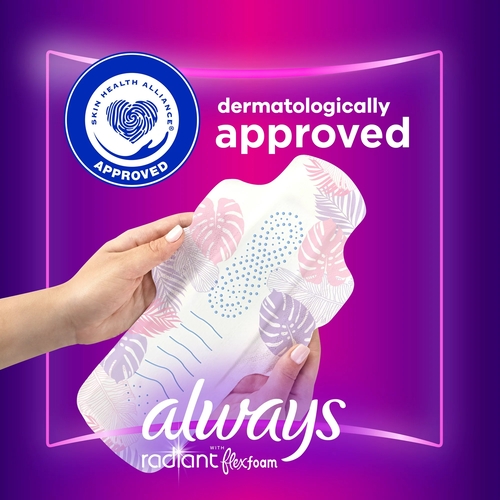 MON1231746BX - Procter & Gamble - Feminine Pad Always&reg; Radiant with FlexFoam Overnight / With Wings Heavy Absorbency