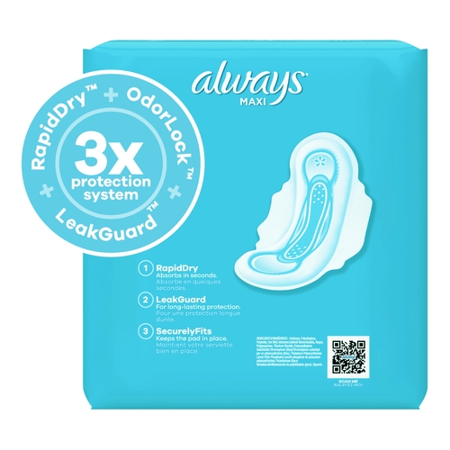 MON1231753PK - Procter & Gamble - Feminine Pad Always&reg; Maxi With Wings Regular Absorbency