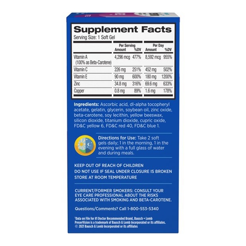 MON1231919BT - Bausch & Lomb - Vitamin Supplement PreserVision&reg; Areds 2