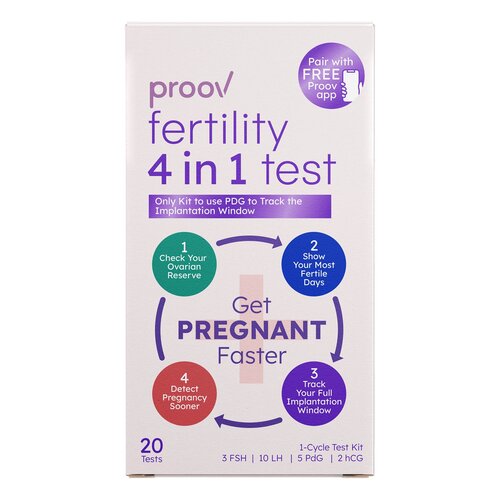MON1233552CS - 2San - 2San Sexual Health Test Kit Proov 4 in 1 Follice Stimulating Hormone (FSH) / PdG / E1G / LH-beta 20 Tests per Kit