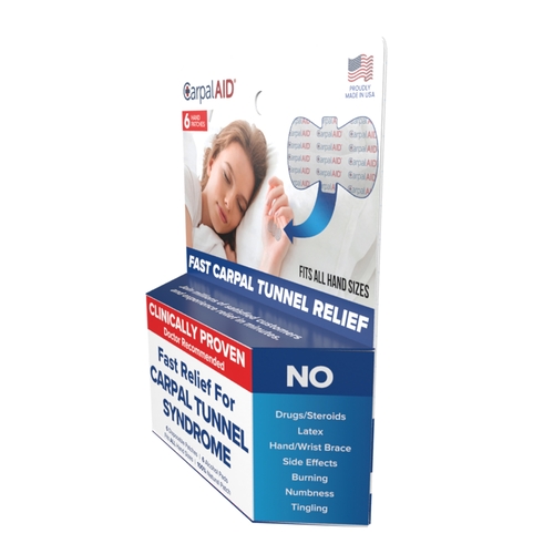 MON1233604CS - Carpal AID LLC - Carpal AID LLC Carpal AID Patch Hand-Based Carpal Tunnel Support, Plastic, Left or Right Hand, Clear, One Size Fits Most (6/PK, 48 PKS/CS)