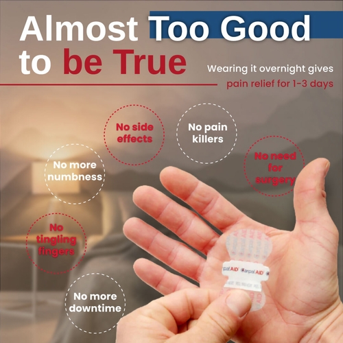 MON1233604CS - Carpal AID LLC - Carpal AID LLC Carpal AID Patch Hand-Based Carpal Tunnel Support, Plastic, Left or Right Hand, Clear, One Size Fits Most (6/PK, 48 PKS/CS)