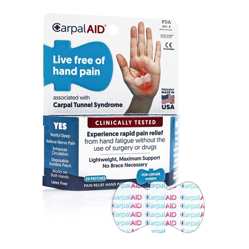 MON1233611CS - Carpal AID LLC - Carpal AID LLC Carpal AID Patch Hand-Based Carpal Tunnel Support, Plastic, Left or Right Hand, Clear, Small, 20/PK, 48PK/CS