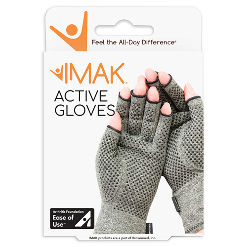 MON1234351PR - Brown Medical - Brown Medical Compression Glove IMAK Compression Active Open Finger Medium Wrist Length Hand Specific Pair Cotton, 1 Pair