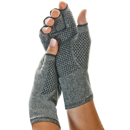 MON1234351PR - Brown Medical - Brown Medical Compression Glove IMAK Compression Active Open Finger Medium Wrist Length Hand Specific Pair Cotton, 1 Pair