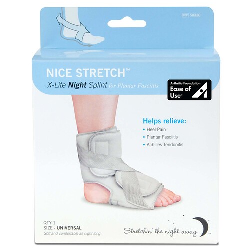 MON1234363CS - Brown Medical - Plantar Fasciitis Night Splint Nice Stretch&reg; X-Lite One Size Fits Most Hook and Loop Closure Left or Right Foot
