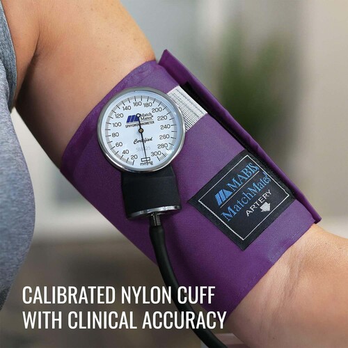 MON1237839EA - Mabis Healthcare - Mabis Healthcare Aneroid Sphygmomanometer with Cuff Mabis Nylon Cuff Palm Aneroid