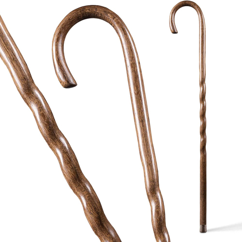 Brazos Twisted Round Handle Wood Cane 37 Inch - Betty Mills