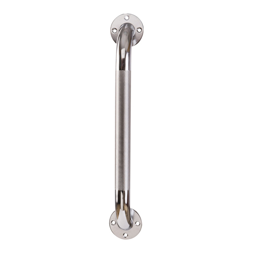 MON1237867EA - Mabis Healthcare - Bathtub Grab Bar DMI Silver Knurled Steel, 1 Each