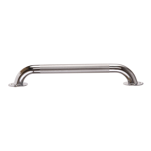 MON1237867EA - Mabis Healthcare - Bathtub Grab Bar DMI Silver Knurled Steel, 1 Each
