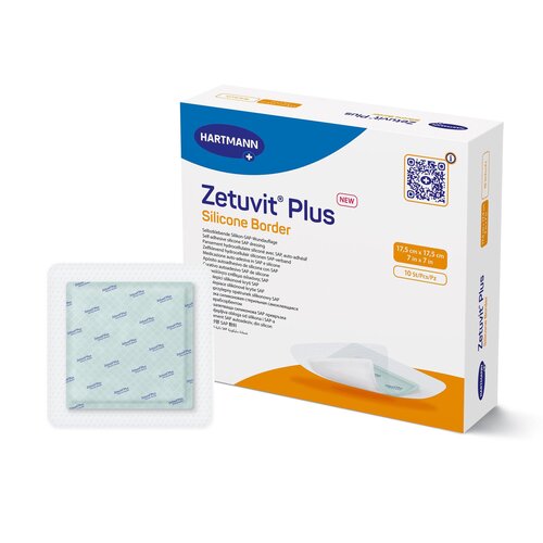 MON1242908EA - Hartmann - Hartmann Super Absorbent Dressing Zetuvit Plus Silicone Border Silicone Adhesive 7 X 7 Inch Square, 1 Each