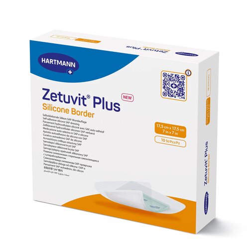 MON1242908EA - Hartmann - Hartmann Super Absorbent Dressing Zetuvit Plus Silicone Border Silicone Adhesive 7 X 7 Inch Square, 1 Each