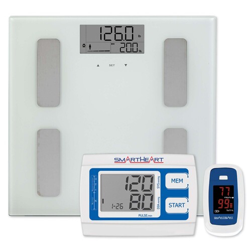 MON1250938ST - Veridian Healthcare LLC - Total Body Analyzer with NIBP and Oximeter Step On TheraCare Digital Display 400lbs. / 200kg White