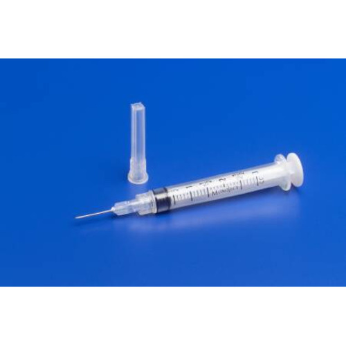 MON125310CS - Covidien - Syringe with Hypodermic Needle Monoject 3 mL 20 Gauge 1-1/2&quot; Detachable Needle Without Safety, 1000 EA/CS