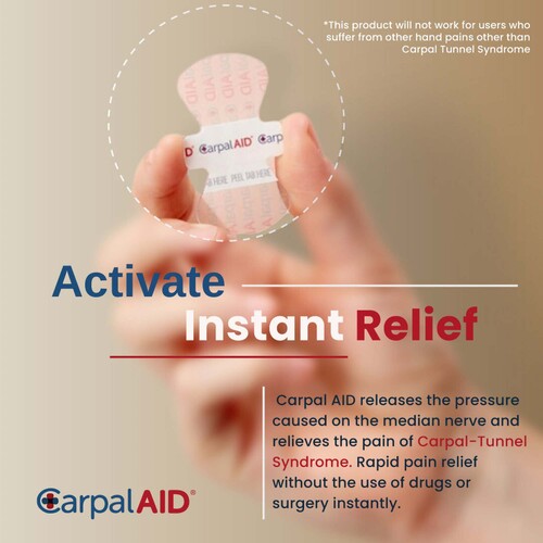 MON1254008PK - Carpal AID - Carpal AID Hand-Based Carpal Tunnel Support Carpal AID Patch Plastic Left or Right Hand Clear One Size Fits Most