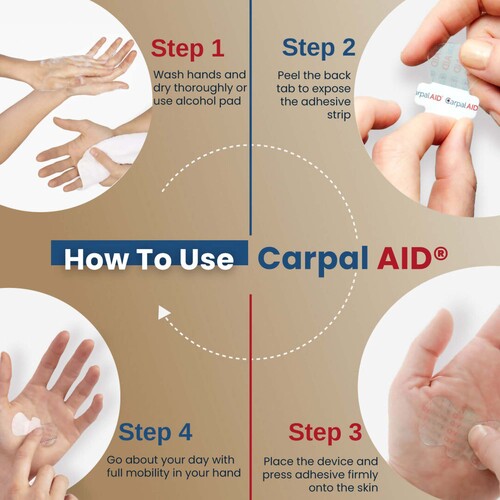 MON1254008PK - Carpal AID - Carpal AID Hand-Based Carpal Tunnel Support Carpal AID Patch Plastic Left or Right Hand Clear One Size Fits Most