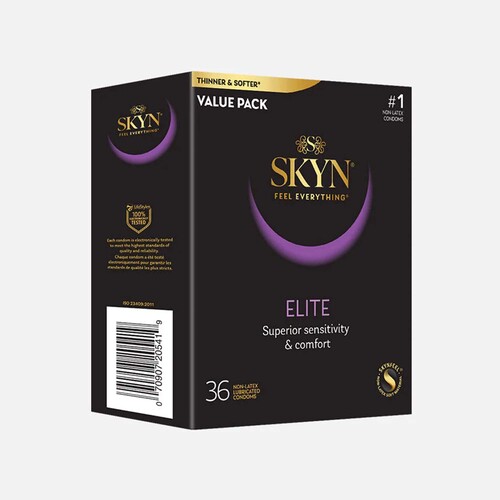 MON1256943CS - Sxwell USA - Sxwell USA Condom SKYN Elite Lubricated One Size Fits Most 36 Per Box