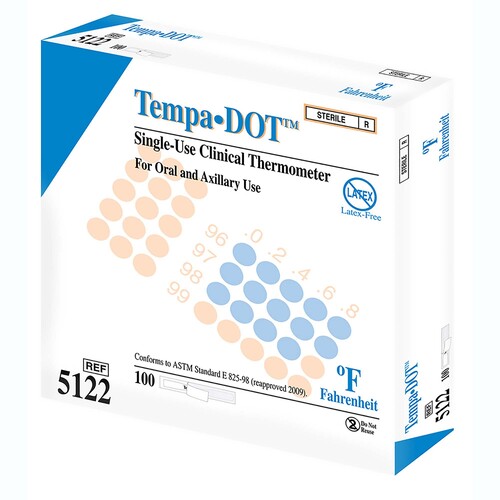 MON144485BX - Medical Indicators - Medical Indicators Disposable Oral Thermometer TempaDOT&trade; 99 to 104 &deg;F Color Dots Display