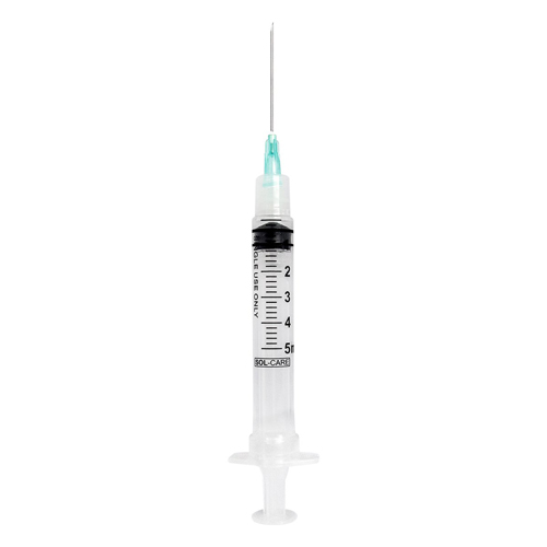 Syringe with Hypodermic Needle VanishPoint5 mL 25 Gauge 1-1/2 Inch Attached  Needle Retractable Needle