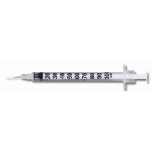 MON149258CS - BD - BD Insulin Syringe with Needle Micro-Fine&trade; 1 mL 28 Gauge 1/2 Inch Attached Needle Without Safety, 100 EA/BX, 5BX/CS
