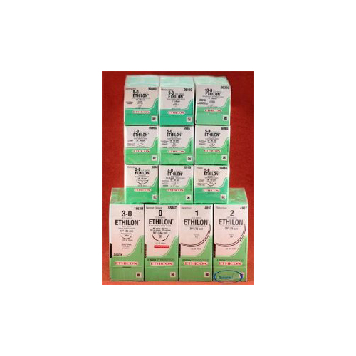 MON149489BX - J & J Healthcare Systems - Nonabsorbable Suture with Needle Ethilon&trade; Nylon VAS100-4 3/8 Circle Spatula Needle Size 9 - 0 Monofilament